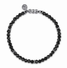 Positive Relationship 925 Sterling Silver and Onyx Bead Bracelet