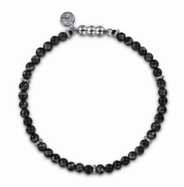 Positive Relationship 925 Sterling Silver and Onyx Bead Bracelet