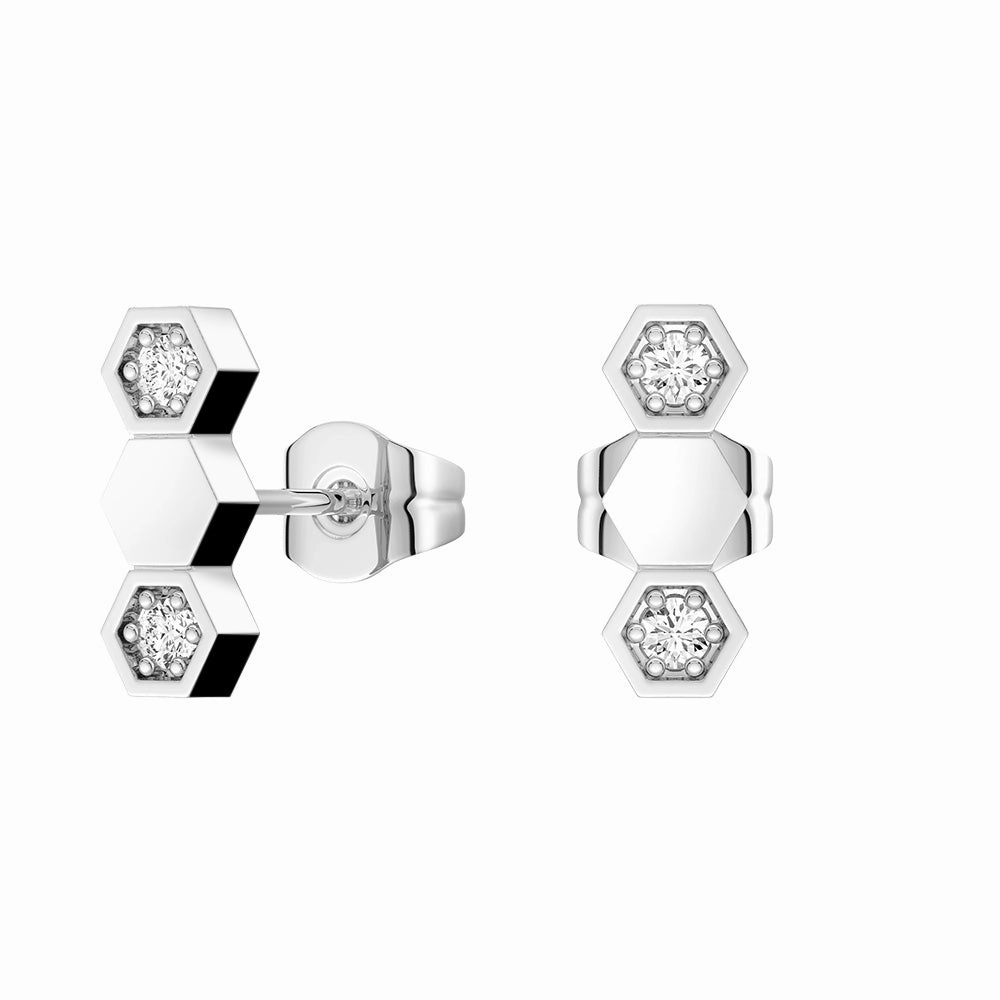 Fashion Must Honeycomb Hexagon Stud Earrings with Lab Grown Diamonds