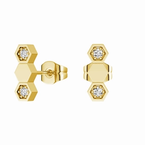 Gift Season Honeycomb Hexagon Stud Earrings with Lab Grown Diamonds