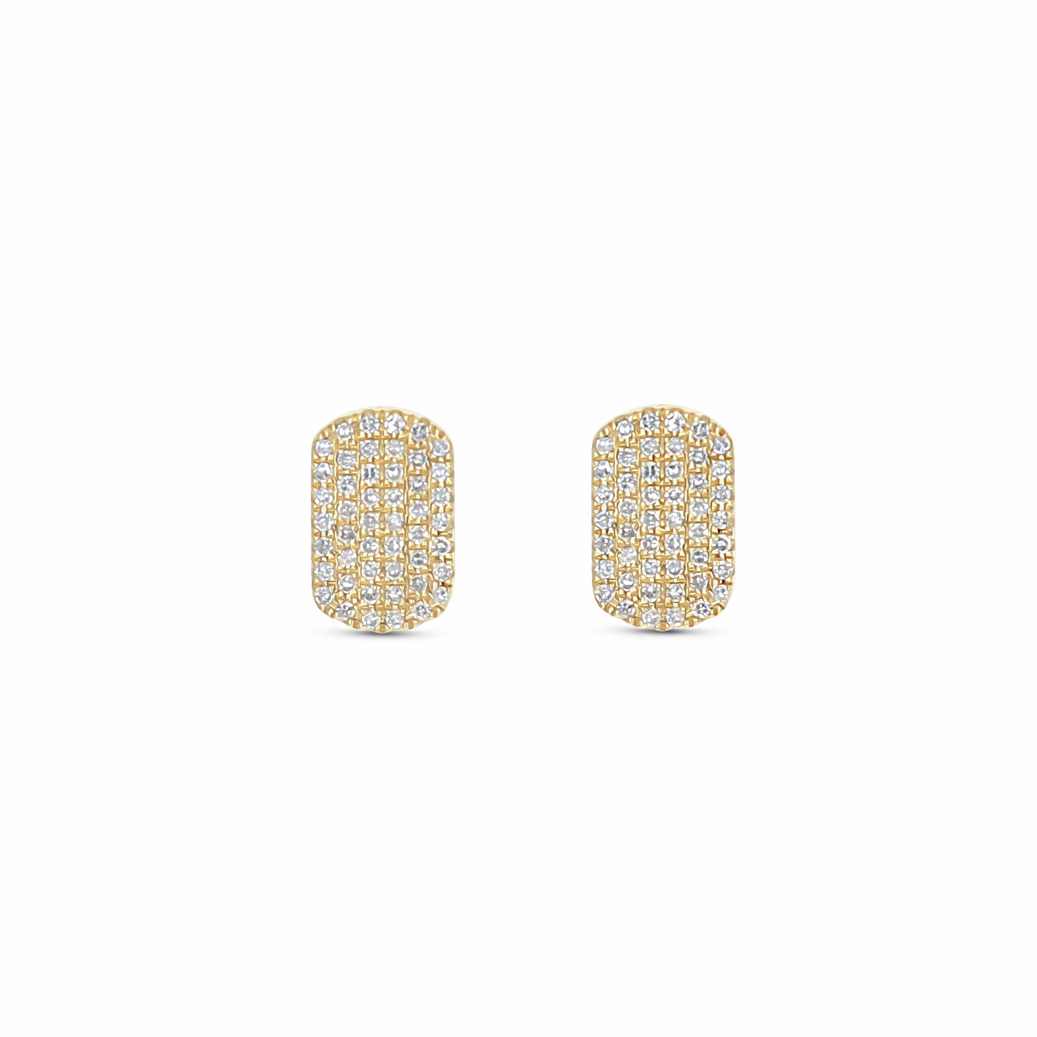 Romantic Edge Contemporary Look Diamond Dog Tag Stud Earrings