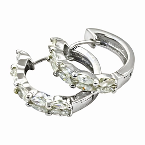 Premium Piece Indian Design Cubic Zirconia Gemstone Silver Earrings - Superb Party Wear CZ Earrings