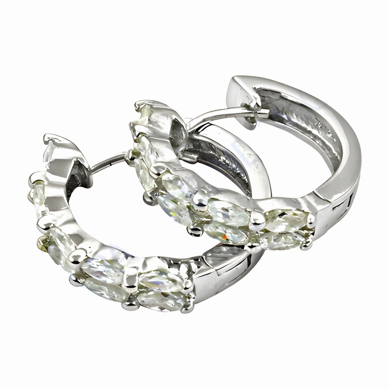 Premium Piece Indian Design Cubic Zirconia Gemstone Silver Earrings - Superb Party Wear CZ Earrings