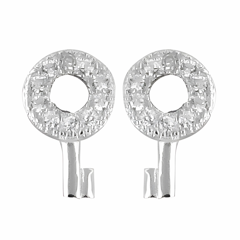 Gorgeous Item Elegant Look Indian Design Key Style Cubic Zirconia Silver Earrings - Buy Elegant Indian Earrings Online