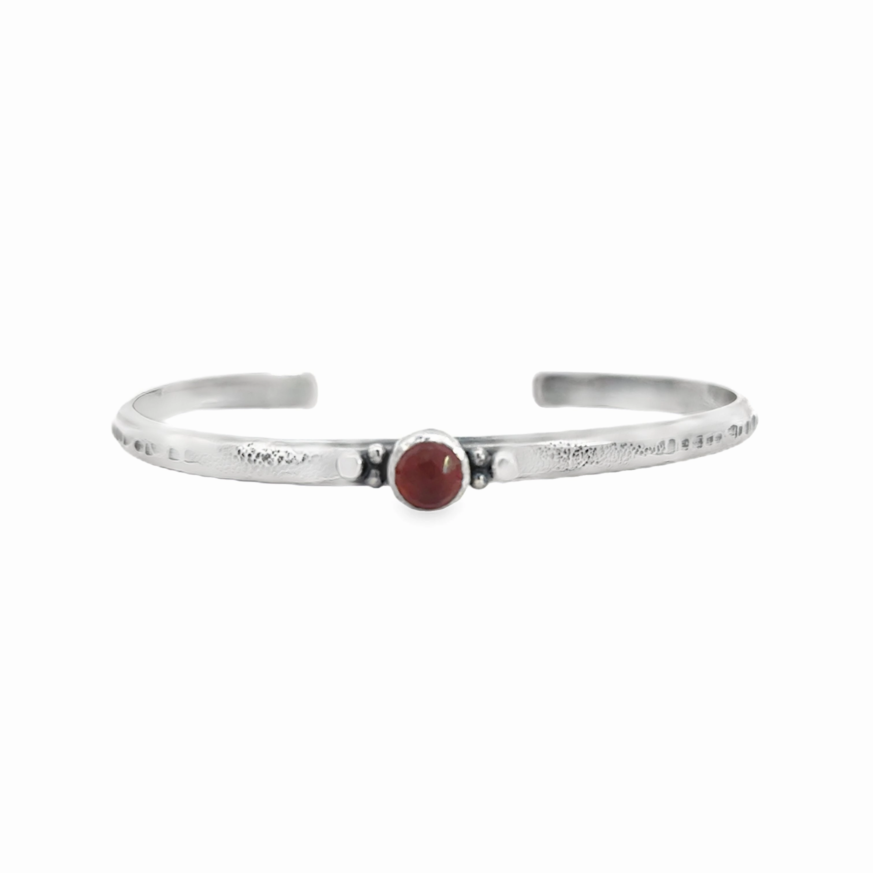 Sterling Silver Cuff Bracelet with Hessonite Garnet Extraordinary Worth Sibling Love