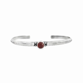 Sterling Silver Cuff Bracelet with Hessonite Garnet Extraordinary Worth Sibling Love
