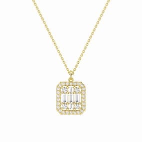 Infinity Halo Lab Grown Diamond Rectangular Cluster Necklace Boho Charm Polished Shape