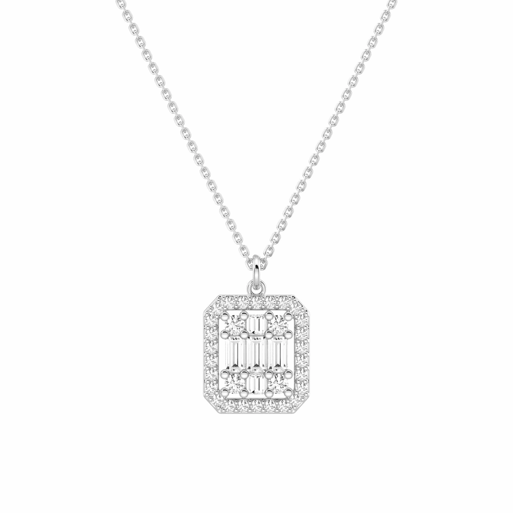 Infinity Halo Lab Grown Diamond Rectangular Cluster Necklace Trendy Pieces Exclusive Accent