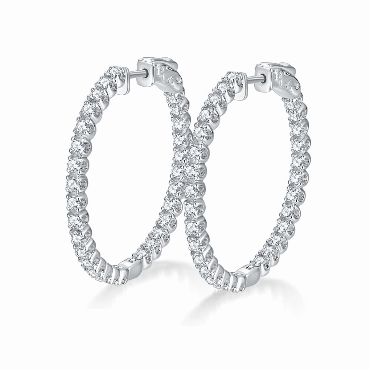 1.5 Carat Moissanite Diamond Hoop Earrings | VVS1 D Color | 3 cm Hoops Fashion Trend