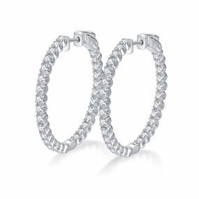 1.5 Carat Moissanite Diamond Hoop Earrings | VVS1 D Color | 3 cm Hoops Fashion Trend