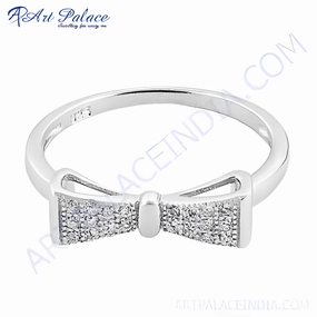 Stylish Look Stylish Silver Gemstone Ring with Cubic Zirconia - Fashion Jewelry