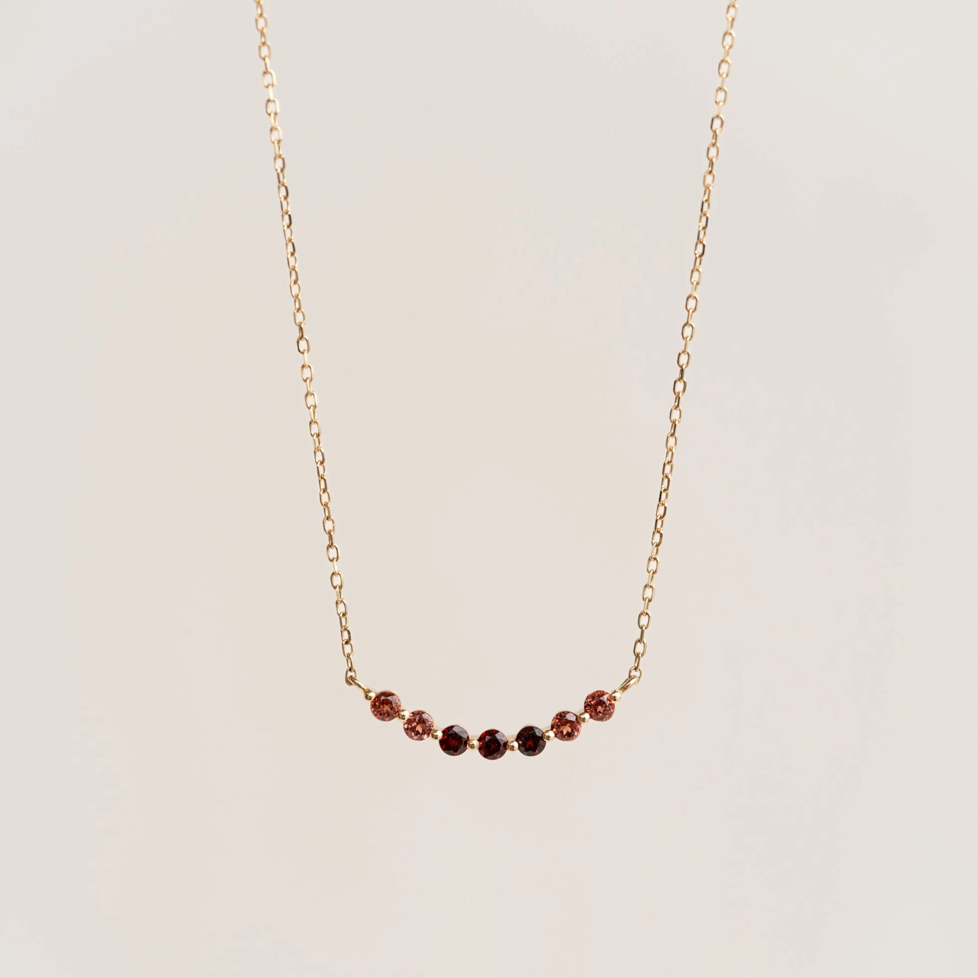 January Birthstone Necklace 14k Gold - Ombre Garnet Shining Feature