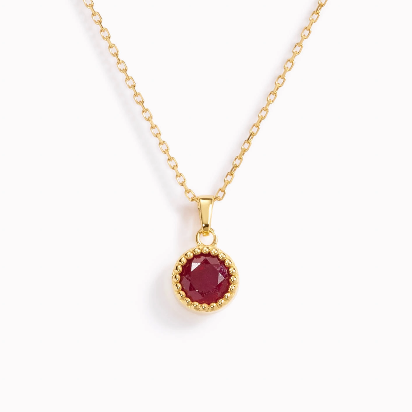 Elegant Lady July Birthstone Necklace - Opaque Ruby