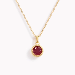 Elegant Lady July Birthstone Necklace - Opaque Ruby