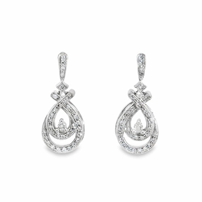 Kirkland Jewelry Estate | 10K White Gold Diamond Earrings Trendy Look Contemporary Detail