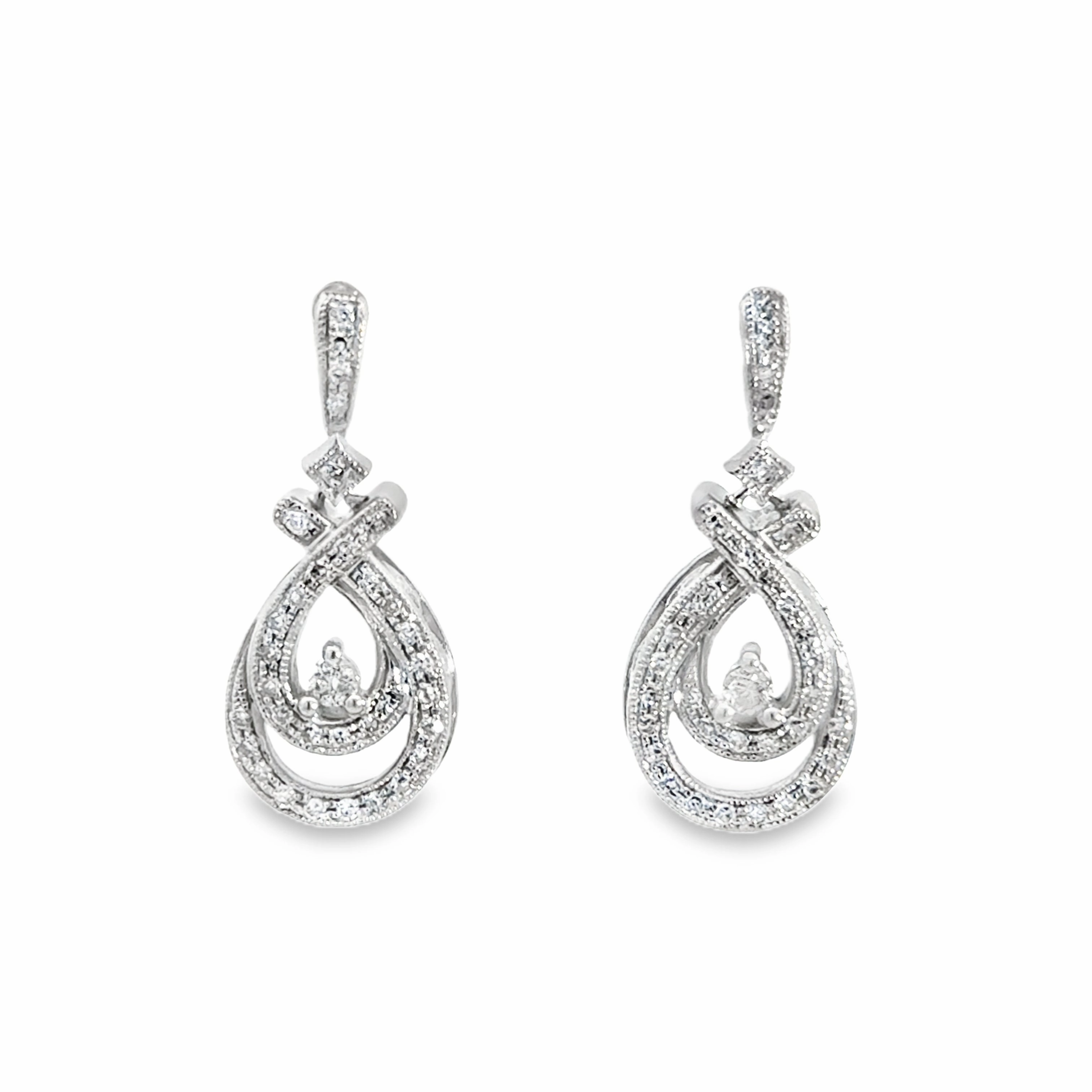Kirkland Jewelry Estate | 10K White Gold Diamond Earrings Trendy Look Contemporary Detail