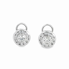 Adorable Ornament Pretty Embellishment Kirkland Jewelry Estate | 14K White Gold Diamond Halo Earrings