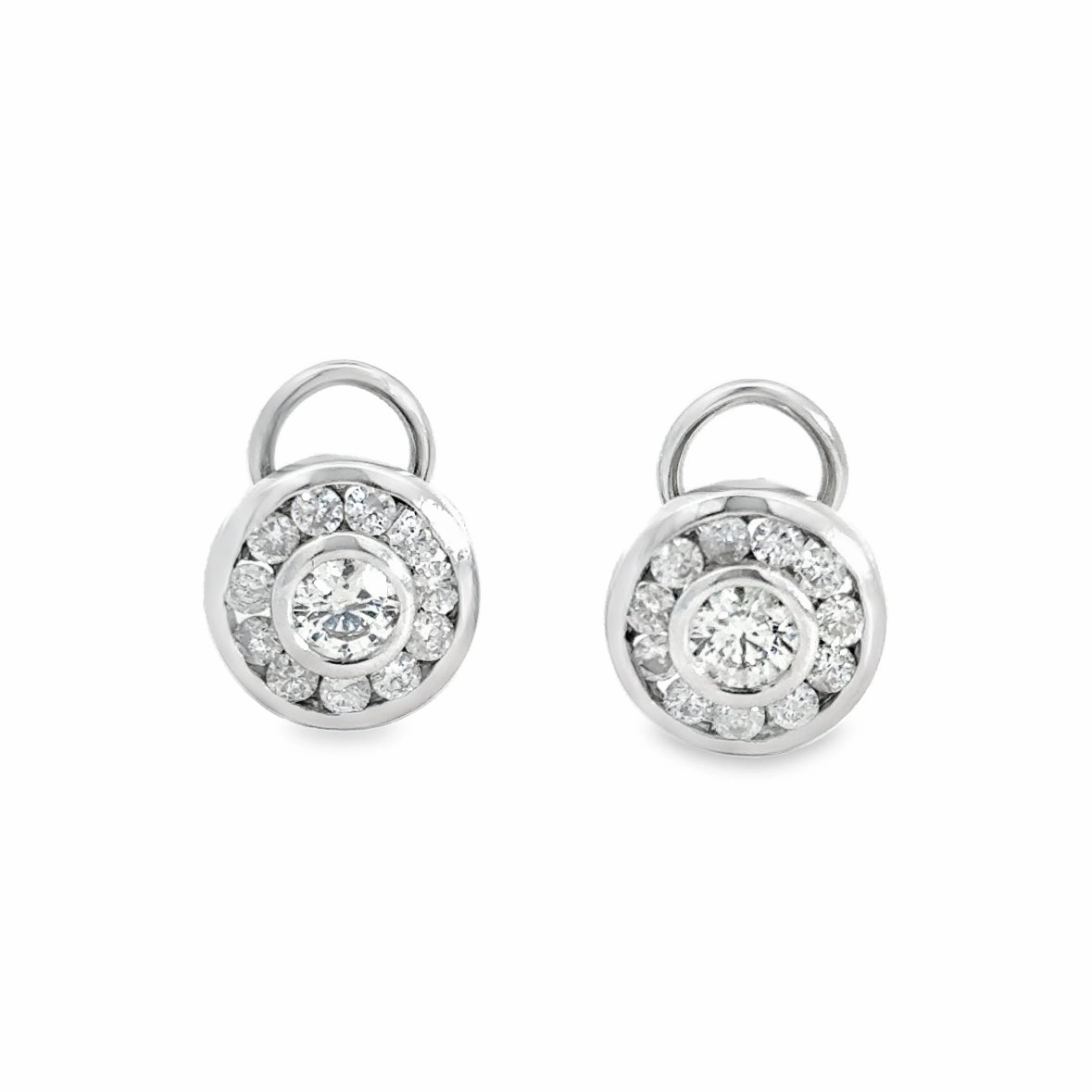 Adorable Ornament Pretty Embellishment Kirkland Jewelry Estate | 14K White Gold Diamond Halo Earrings