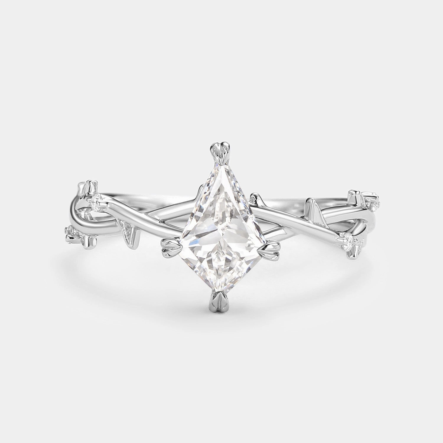 Sparkle Boost Kite Cut Leafy Lab Grown Diamond Engagement Ring - Bramble