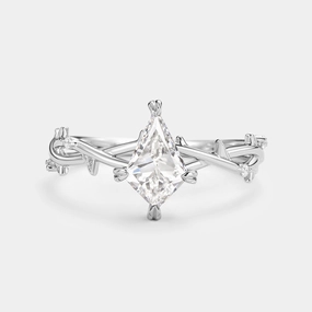 Elite Touch Charming Piece Kite Cut Leafy Lab Grown Diamond Engagement Ring - Bramble