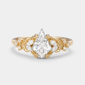 Kite Leafy Lab Grown Diamond Engagement Ring - Frond Trend Accent Luxury Night