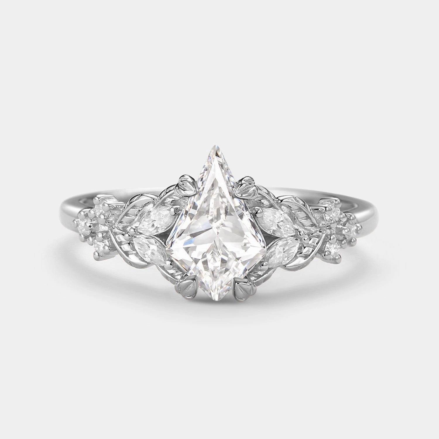 Kite Leafy Lab Grown Diamond Engagement Ring - Frond Luxurious Piece Gift Look