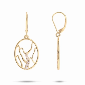 Minimalist Piece Ko?olau Waterfall Earrings in Gold with Diamonds - 20mm