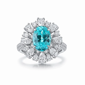 Lab-Grown Oval Cut Paraiba Ring in 925 Sterling Silver Vogue Piece Alluring Style