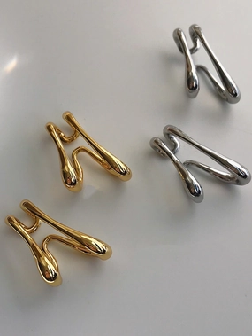 Secure Detail Luxurious Look Lanette Modern Double Ear Cuff 18K Duo Wrap Earring