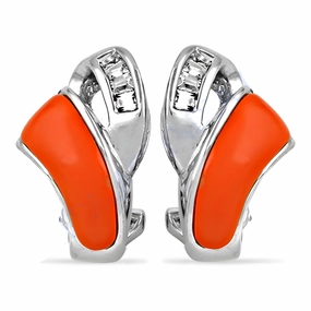 Beautiful Appearance Trendy Item Latest Coral Cubic Zirconia Gemstone Silver Earrings - Shop Now