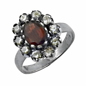 Gloss Detail Latest Luxury Cubic Zirconia Red Gemstone Silver Ring