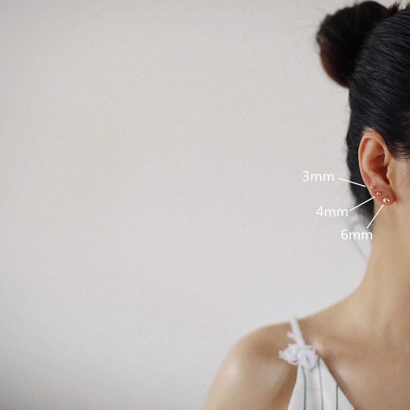 Formal Accent Business Jewelry Liana 14K USA Gold filled Minimalist Round Stud Earrings 3mm/4mm/6mm