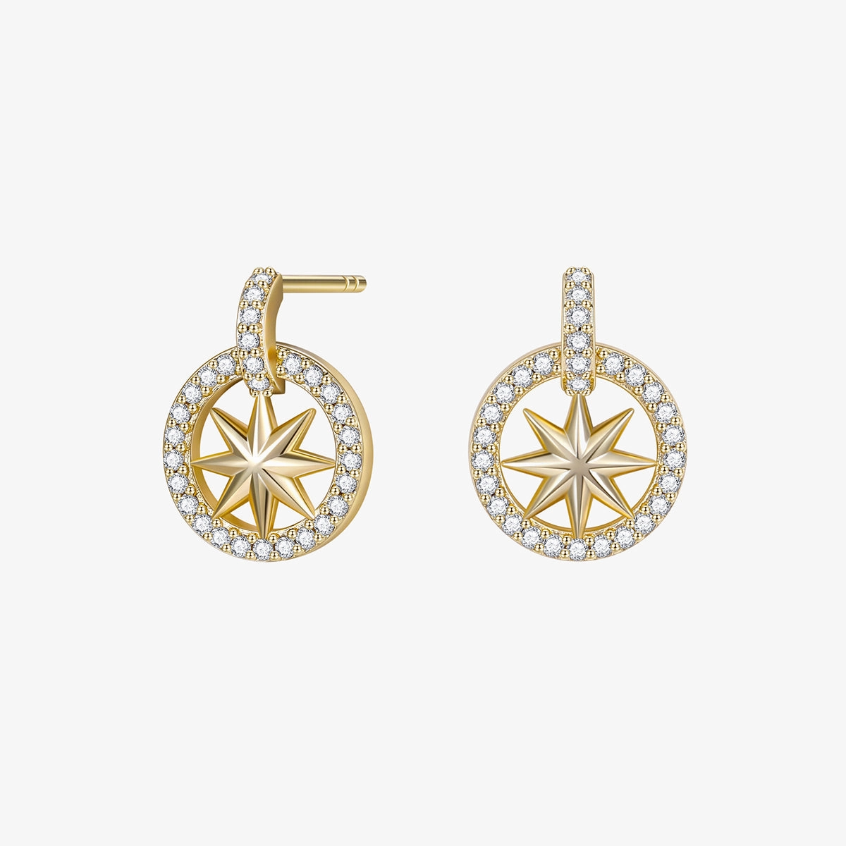 Round Charm Star Earring Studs For Women Layer Ready
