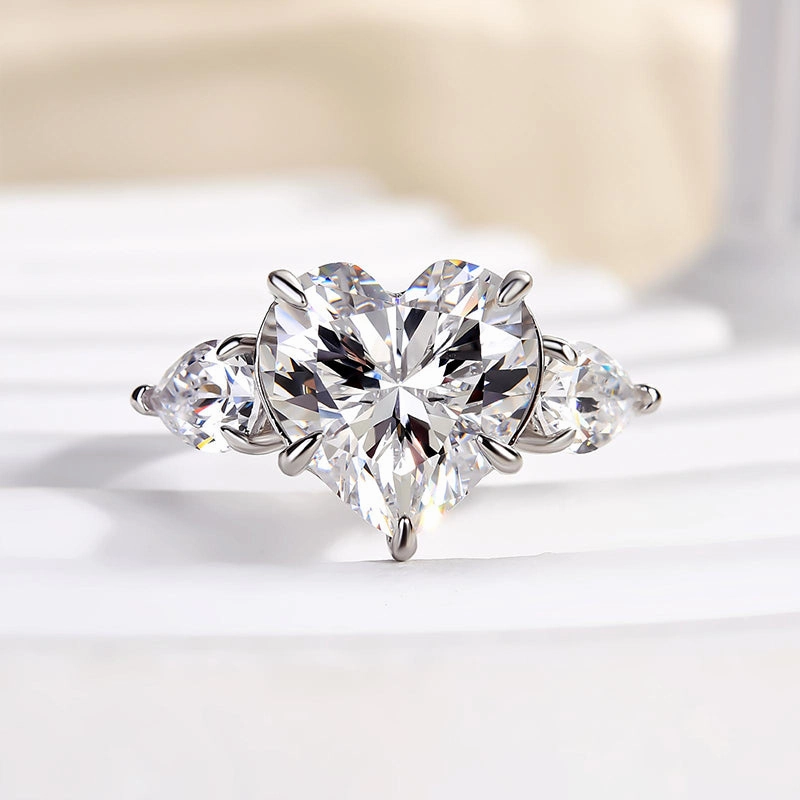 Louily Royal Romantic White Stone Heart Cut Engagement Ring All Occasion