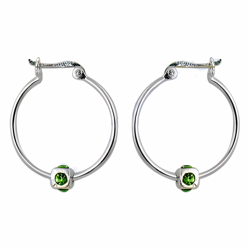 Stylish Green CZ Gemstone Silver Earrings - Trendy Fashion Jewelry Oval Item Comfortable Detail