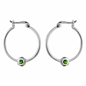 Stylish Green CZ Gemstone Silver Earrings - Trendy Fashion Jewelry Oval Item Comfortable Detail