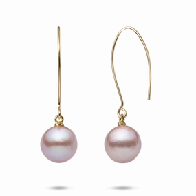 Lilac Freshwater Pearl Earrings in Gold - 9-10mm Durable Selection