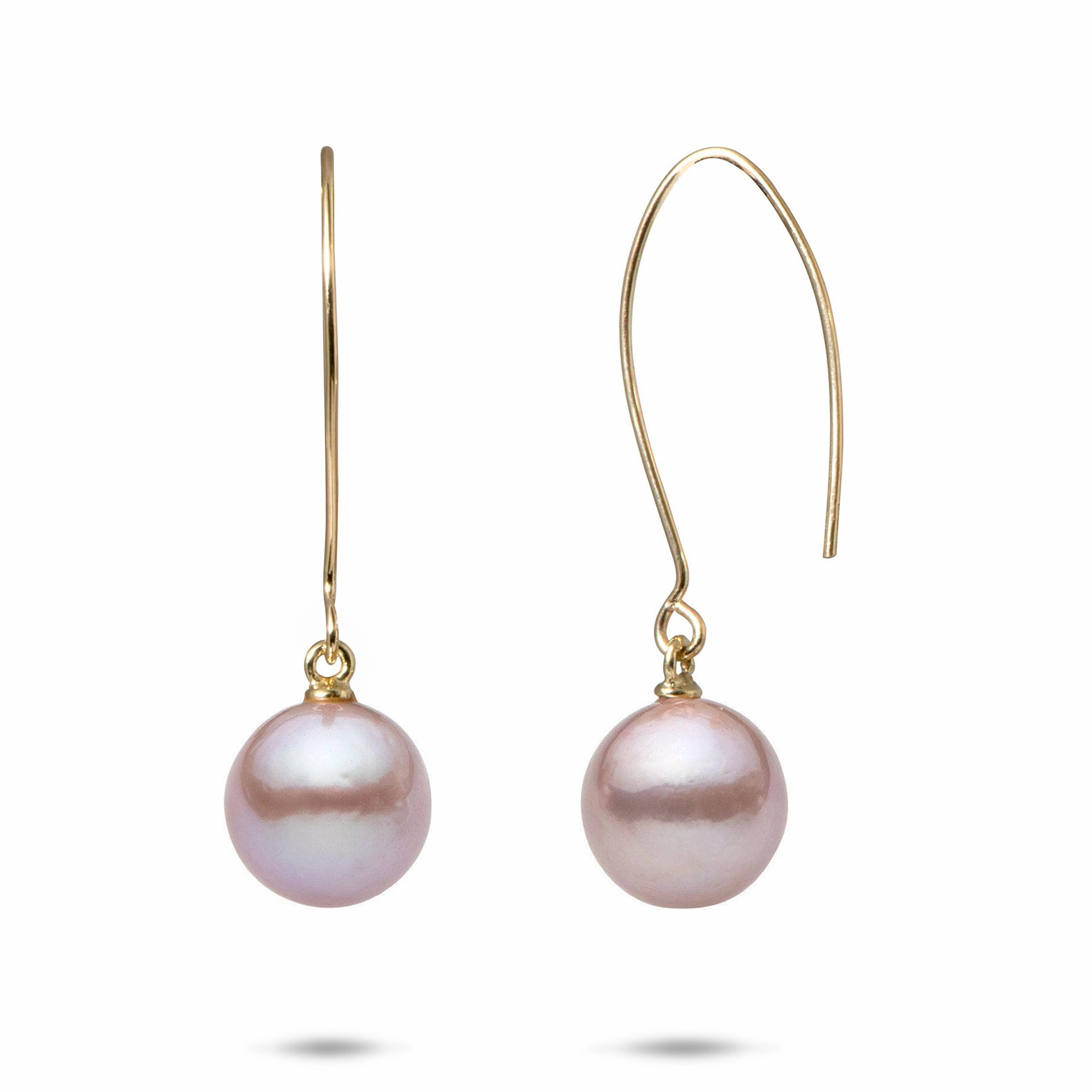 Lilac Freshwater Pearl Earrings in Gold - 9-10mm Durable Selection