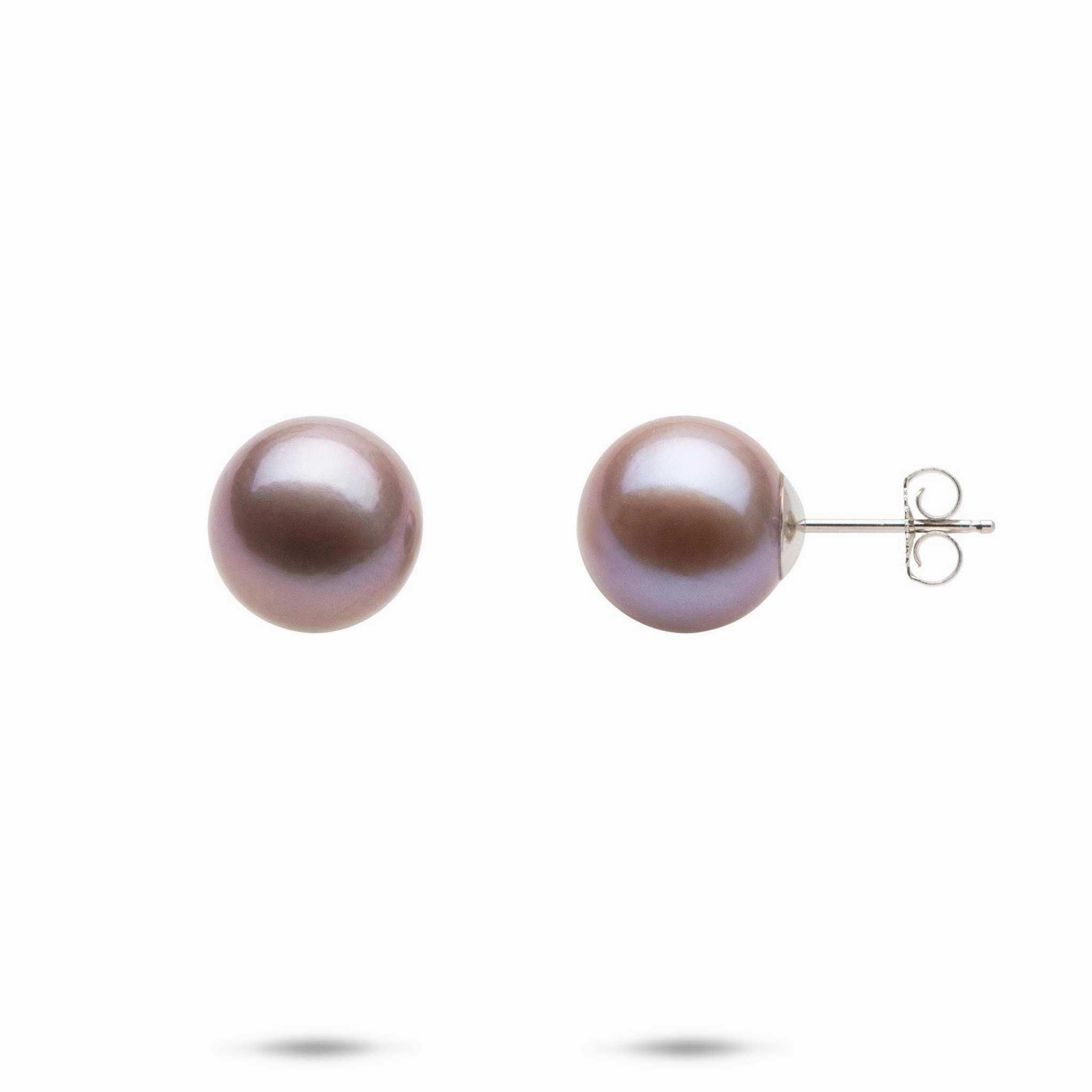 Industrial Embellishment Delicate Accessory Lilac Freshwater Pearl Earrings in White Gold - 10-11mm