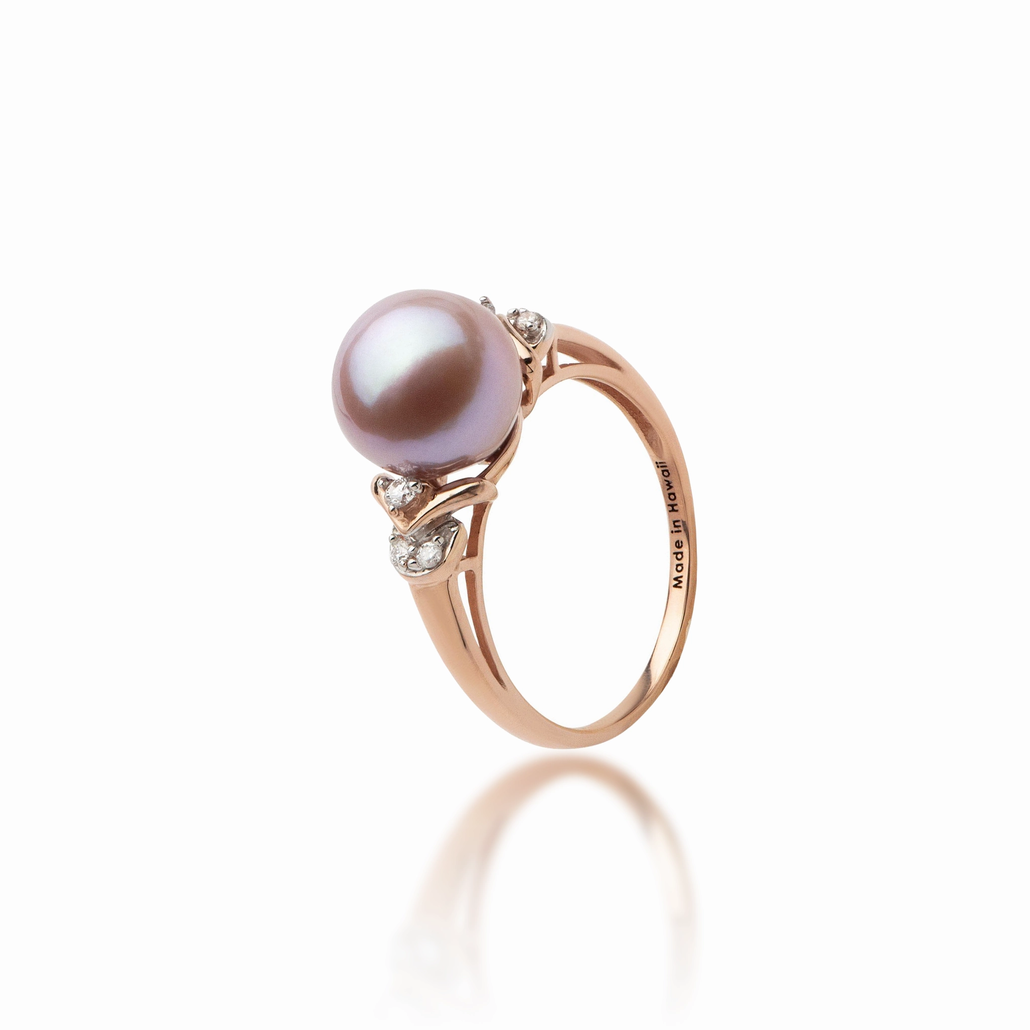 Durable Jewelry Designer Object Lilac Freshwater Pearl Ring in Rose Gold with Diamonds - 9-10mm