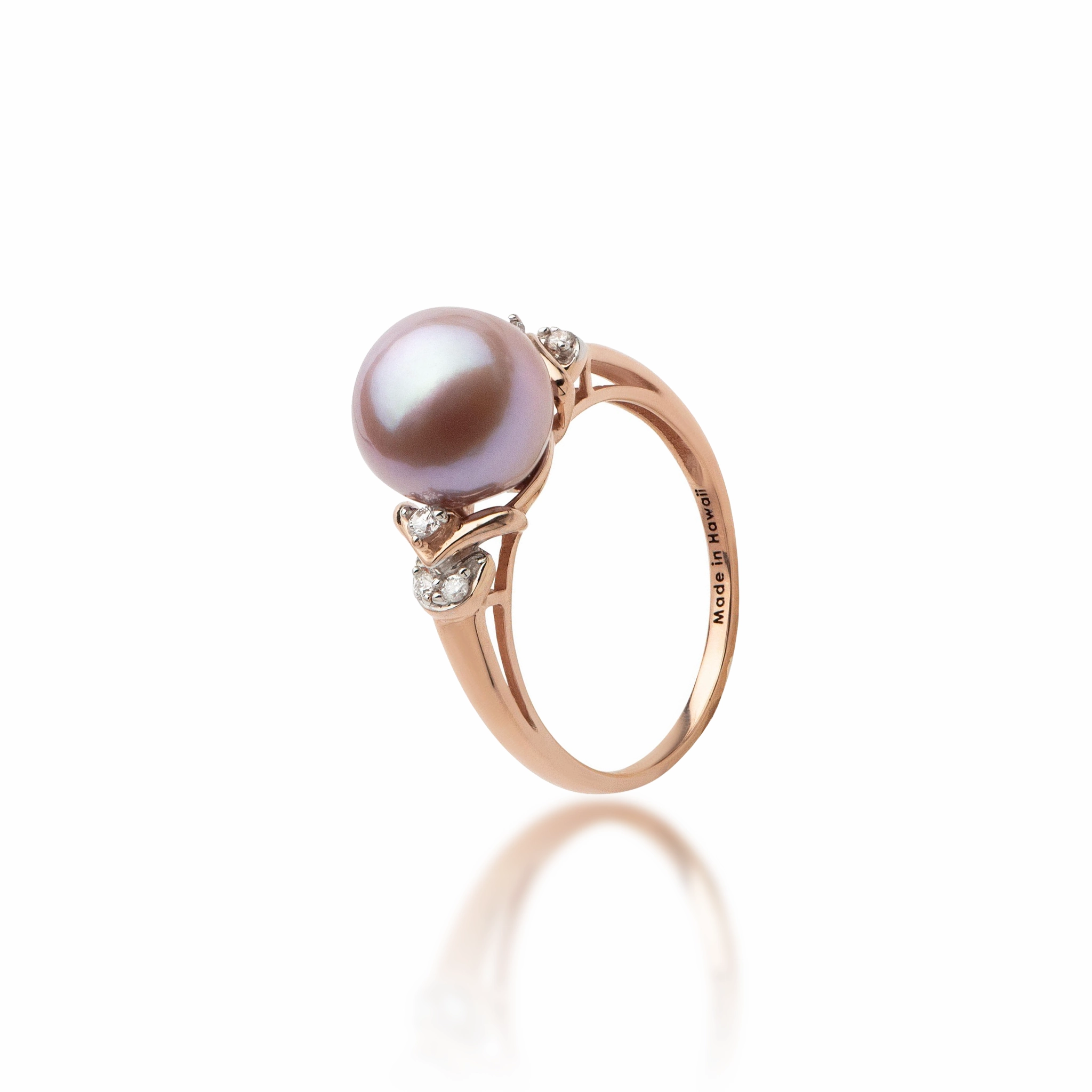Lilac Freshwater Pearl Ring in Rose Gold with Diamonds - 9-10mm Graceful Accent Timeless Treasure