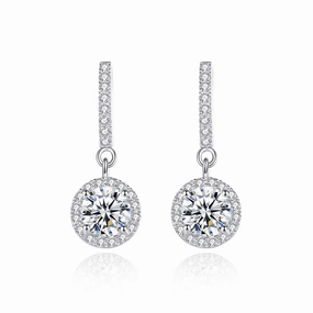 1 Carat Moissanite Halo Drop Earrings in 925 Sterling Silver Winter Jewelry Attractive Option