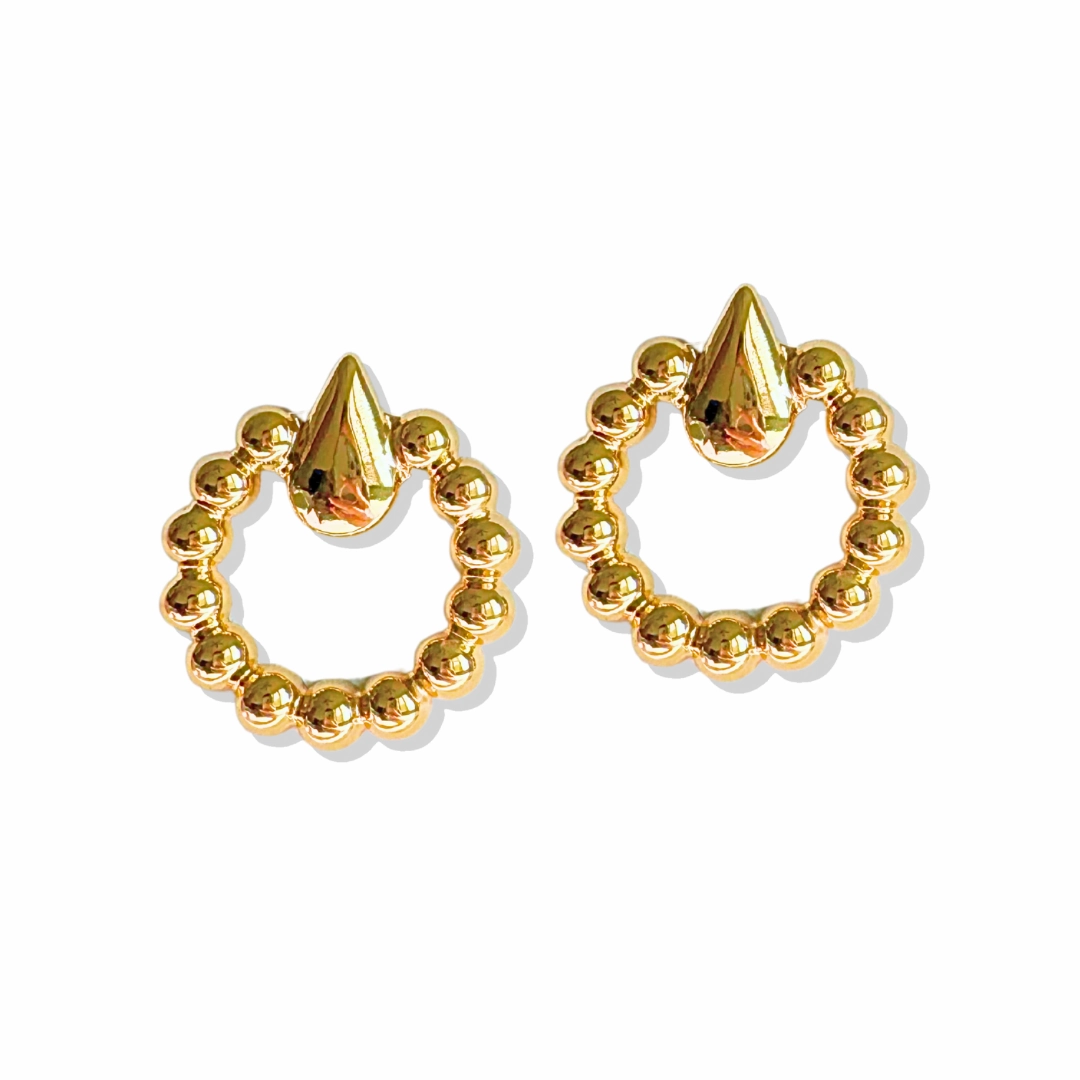 Helen Beaded Gold Drop Earrings | Light Glam Statement Geometric Embellishment