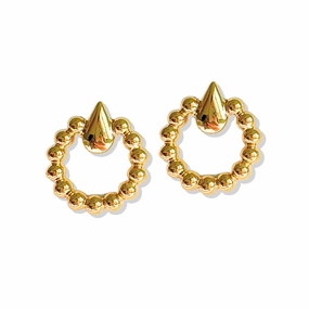 Helen Beaded Gold Drop Earrings | Light Glam Statement Geometric Embellishment