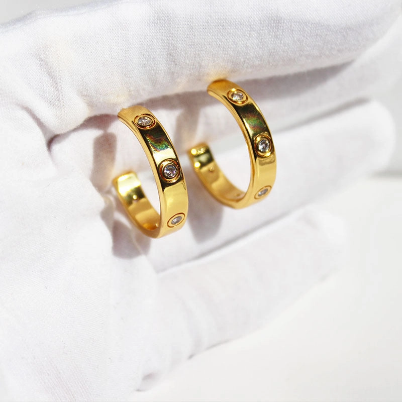 Substantial Trinket Evening Embellishment Lisette Diamond Studded C-Shape Earrings