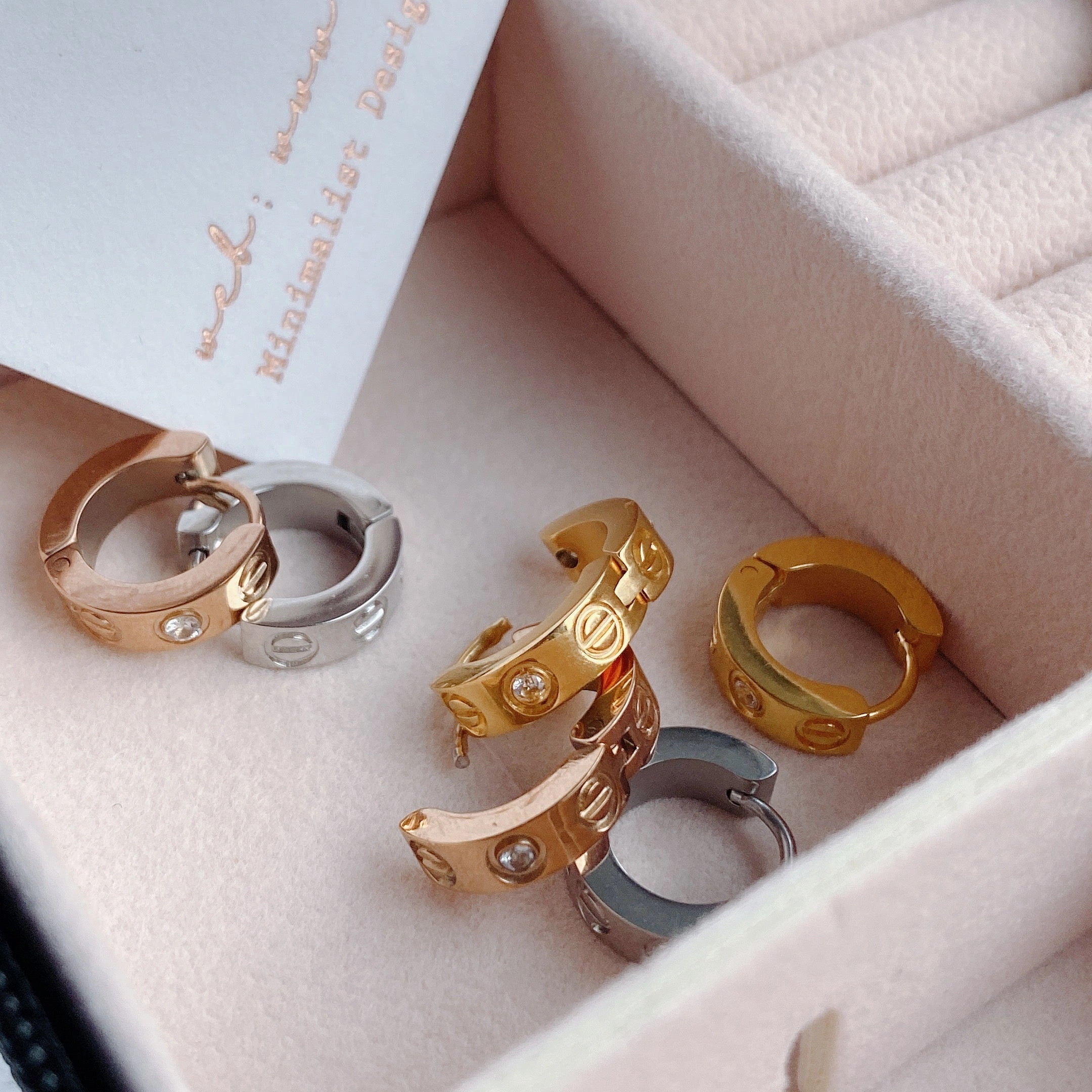 Lisette Geometric Stamped Diamond Hoops Glossy Item Office Piece