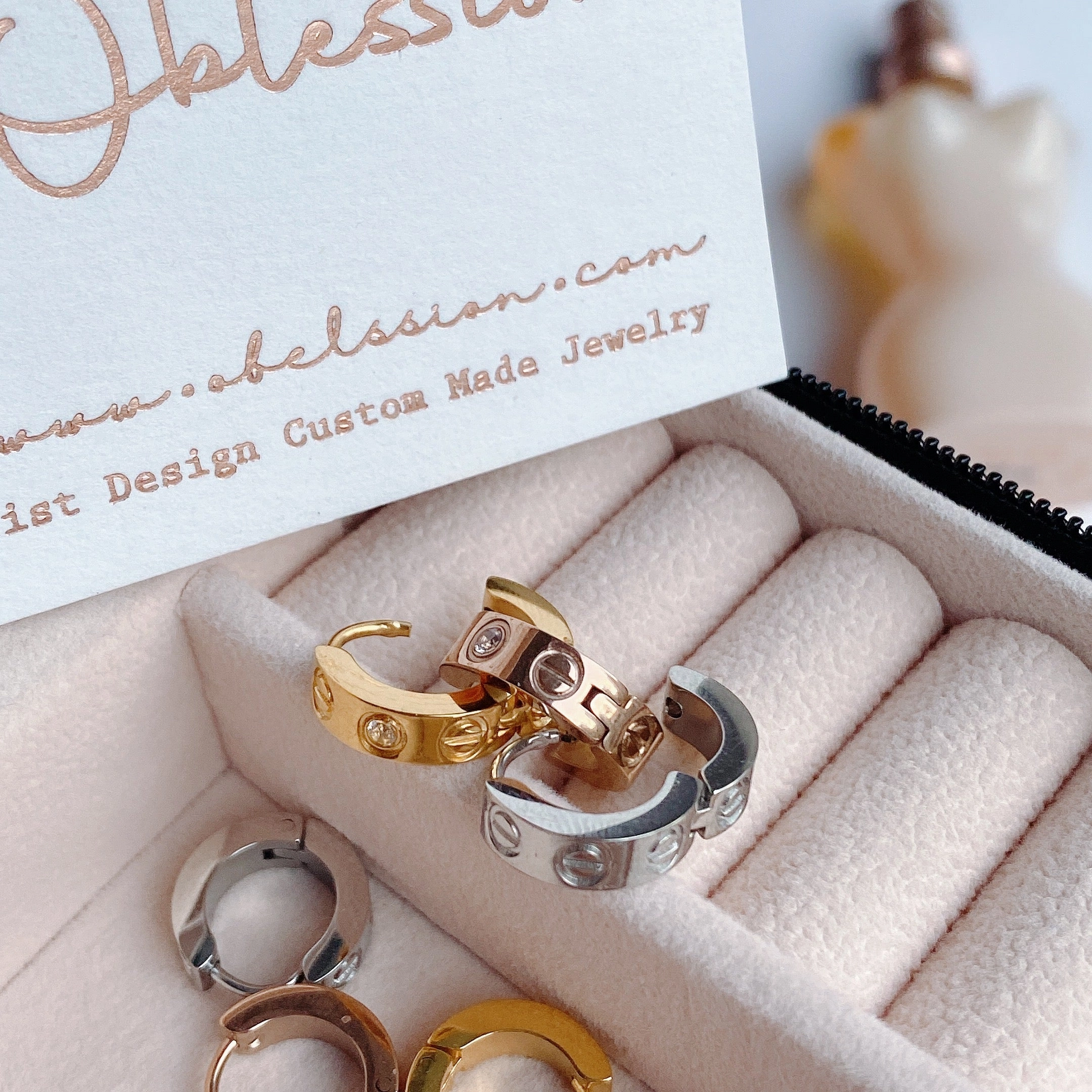 Stylish Selection Lisette Geometric Stamped Diamond Hoops