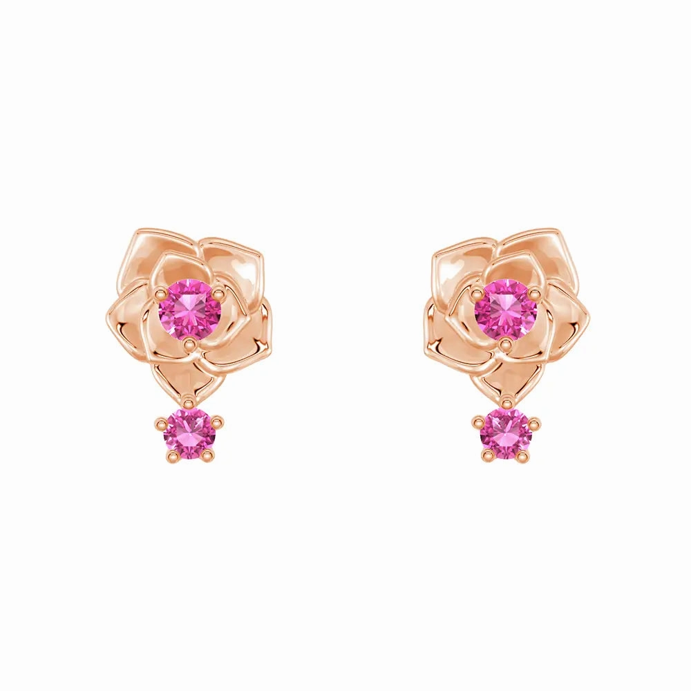 Chic Glance Timeless Fit "Blossom of Hope" Breast Cancer Awareness Rose Earrings