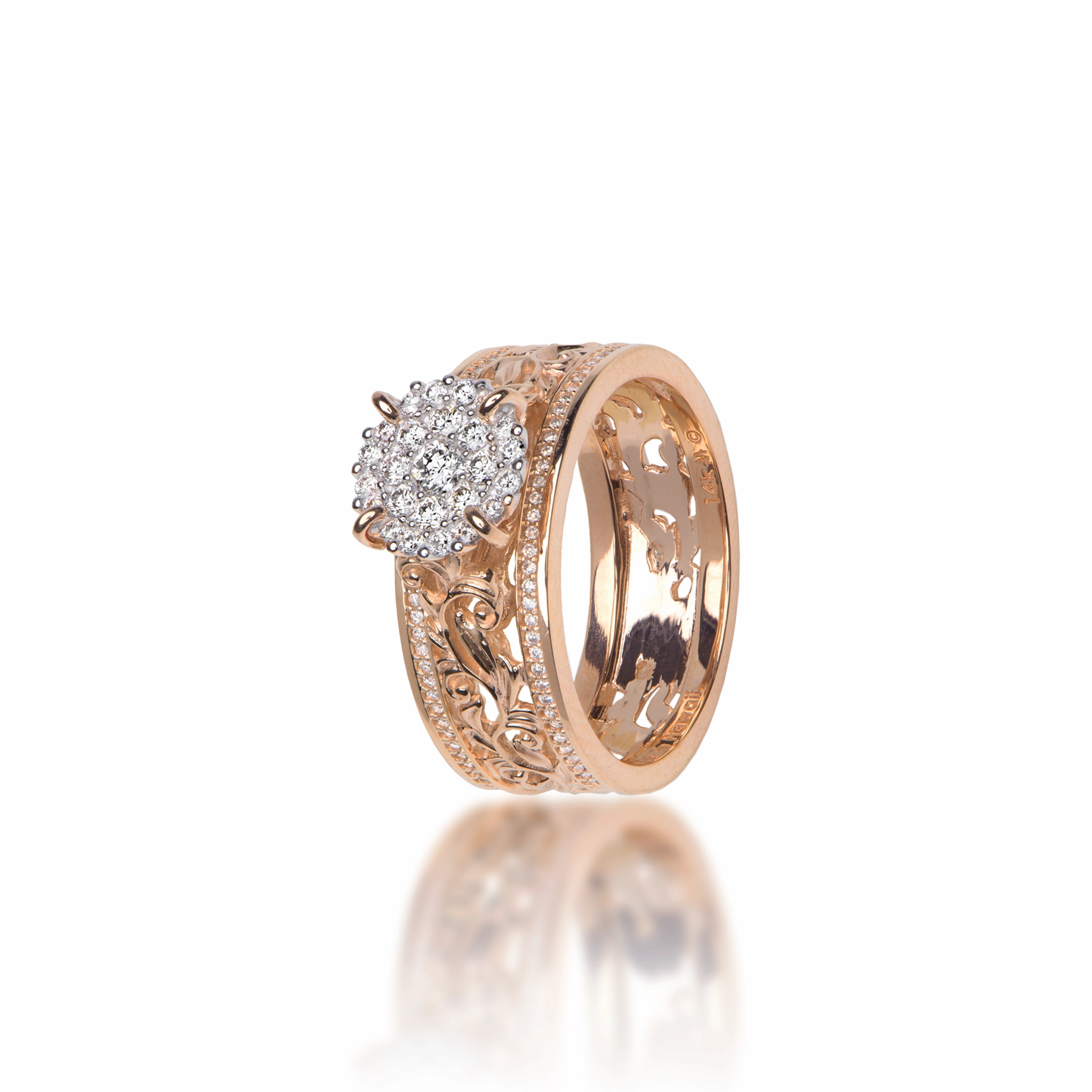 Artisan Jewelry Wonderful Accessory Living Heirloom Engagement Ring in Rose Gold with Diamonds - 7mm