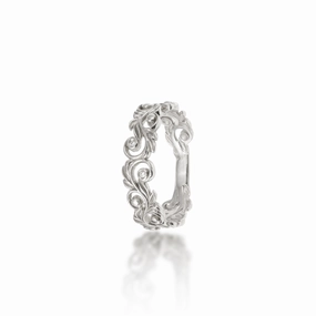 Living Heirloom Ring in White Gold with Diamonds - 6mm Polished Style